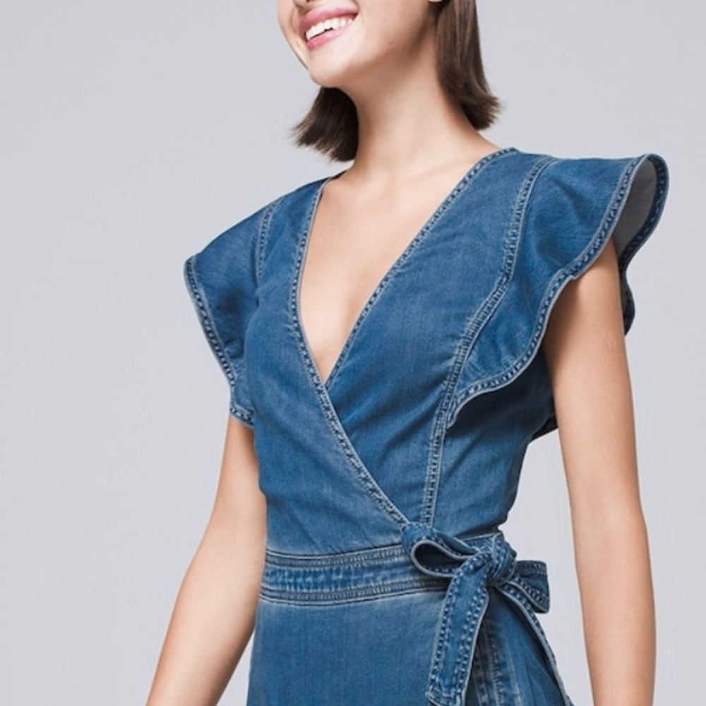 White House black market Denim Wrap Dress